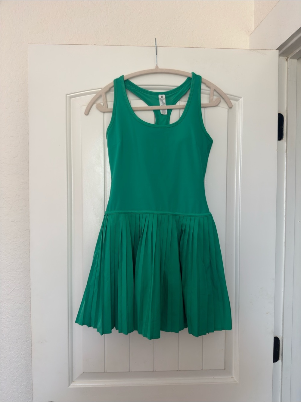 Yogalicious Emerald Green Pleated Tank Dress for Girls